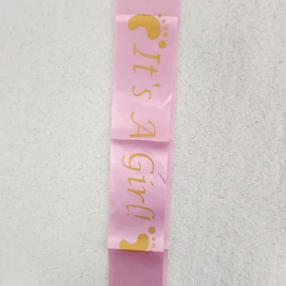 It's A Girl Maternity Sash Baby Shower Mother To Be Pink Gold - Picture 2 of 4